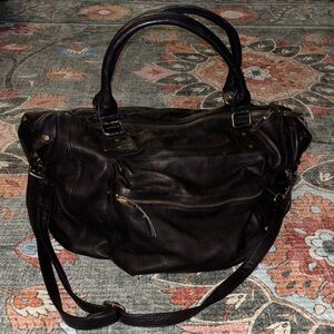 Elegant Black Leather Travel Bag